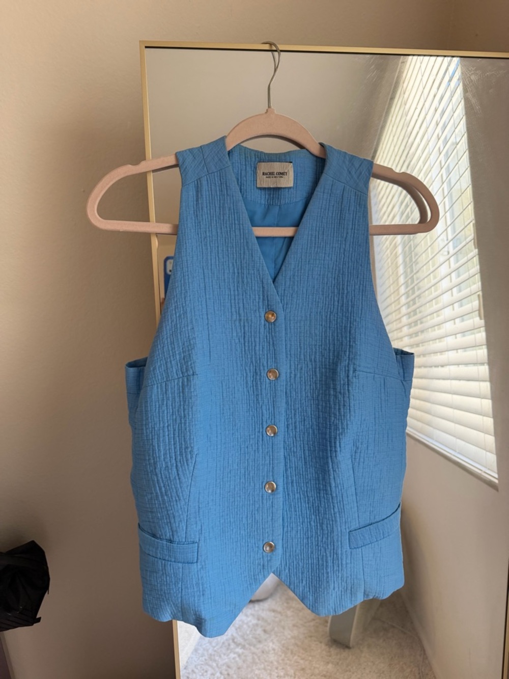 Rachel Comey Sky Blue Textured Button Vest